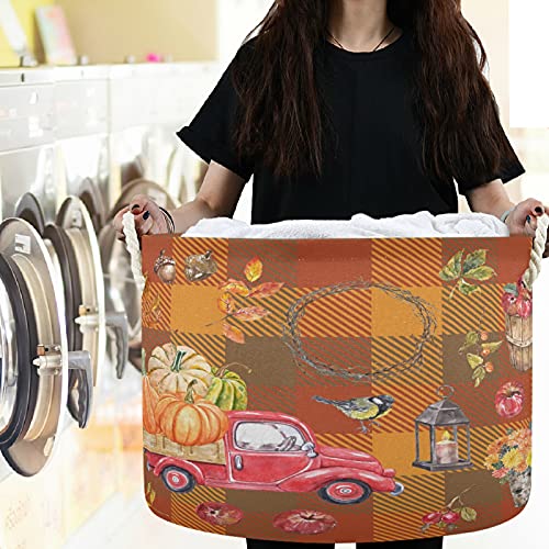 Caminhão de outono VISESUNNY com lavanderia de abóbora Cestas de armazenamento de lavanderia de lavanderia de tecidos