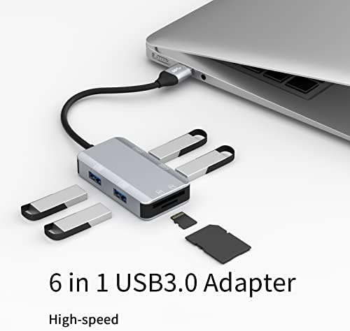 Zoiot USB para USB3.0 Hub para PC / laptop 6 em 1 conector USB A para USB Feminino Adapador suporta Windows, MacOS e mais