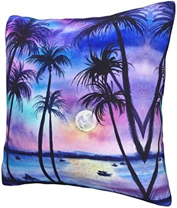 Aseelo Palm Tree Pattern Pillow, capa de almofada quadrada macia para sofá -sofá -cama quarto da sala de estar, 18 x 18