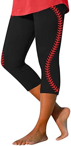 Leggings de treino de ioga com estampa de beisebol para mulheres perneiras de cintura alta