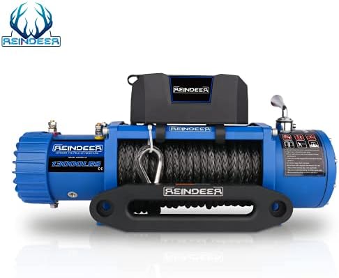 RENEDER 12V Winch New 13000 lb Capacidade de carga Capacidade de guincho elétrica Cordão sintética com Hawse Fairlead