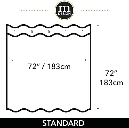 Mdesign grande cortina de chuveiro de tecido com botões reforçados para chuveiros e banheiros - 72 x 72 - cinza/branco