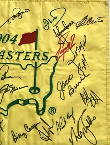 Masters Champs assinou a bandeira Jack Nicklaus Arnold Palmer Phil Mickelson 2021 PGA Golf Beckett Loa