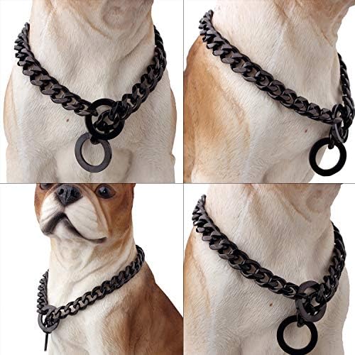 Colar da corrente de cachorro preto 19mm Chapa de cães cães de link preto colar de luxo de colarinho de luxo para cães