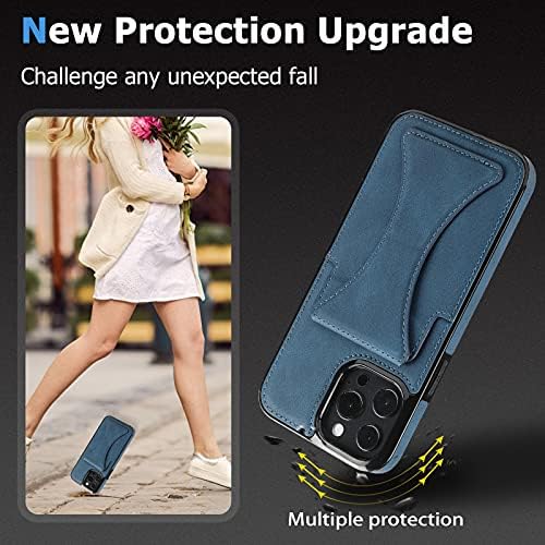 Caixa da carteira Felico Compatível com iPhone 14 Pro 6,1 polegadas, [slots de cartão] [Kickstand] PU Cover de proteção de couro,