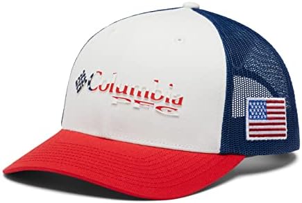 Columbia PFG Logo Snap Back Ball Cap, respirável, ajustável, bandeira de faísca vermelha/EUA, tamanho único