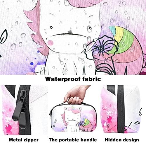 Bolsa de bolsa de maquiagem rosa de unicórnio feminino e meninas