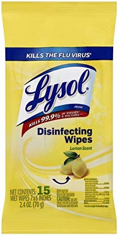 Lysol desinfetando lenços de gama para go pack, aroma de limão, 15 contagem