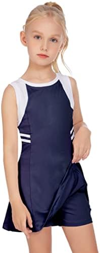 Vestidos de tênis para meninas jovens HopeAc vestidos esportivos escolares com caldas com bolsos de short