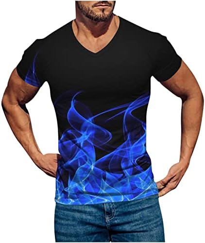 Camiseta impressa em chamas 3D para homens, mensagens de verão de verão camiseta casual camise