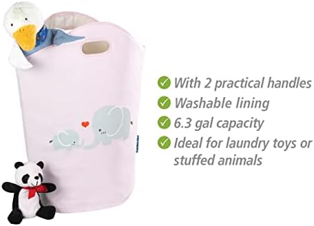 Wenko Kids Laundry Turçador, cesto de bebê para viveiro, cesta de bebês para roupas sujas, cesto de berçário de elefantes, cesta
