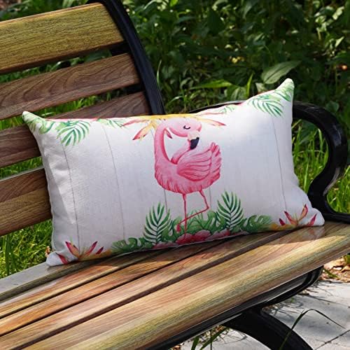 Capas de travesseiro decorativo de flamingo homfreest de 12x20 polegadas plantas tropicais lombares lombaras de verão travesseiros