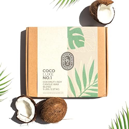 Cera de soja de coco para fabricação de velas - Coco Luxe - 5 libras. - Mistura natural e vegana de cera de vela para