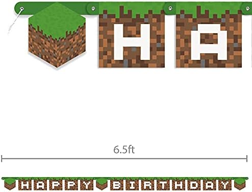 Minecraft exclusivo Banner de feliz aniversário, 6,5 pés, multicolor