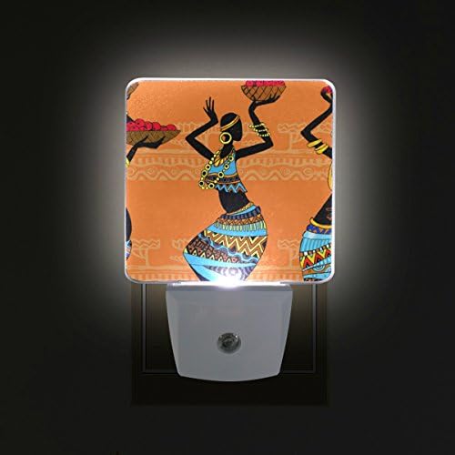 2 PC Plug-in LED LUZES NOTIDAS COM MULHER AFRICANA Luz noturna com Dusk to Dawn Sensor Luz branca perfeita para cozinha e