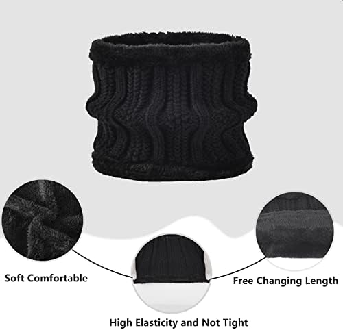 Mulheres Luvas de chapéu de inverno Conjunto de cachecol lã de lã quente Luva de tela sensível ao toque 3 em 1