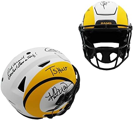 Multi -player assinado Los Angeles Rams Speed ​​Flex Authentic Lunar NFL Capacete com 4 assinaturas - Capacetes NFL autografados
