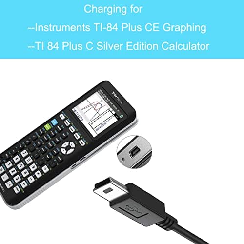 Cabo de carregamento Ti84 para Texas Instruments Ti-84 Plus CE/C Silver Edition, Ti Nssire CX/CX CAS Calculadora