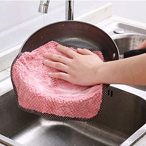 5 PC Cozinha de lã de coral e pano de lavagem do banheiro, pano de limpeza absorvente macio, toalha de cozinha,