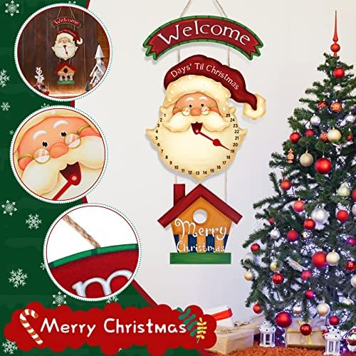 Decorações de contagem regressiva de Natal SawySine Wooden Welcome Calendário do Advento Decoração de Dias até a parede de penduramento