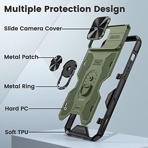 Caka para iPhone 13 Pro Max Case, iPhone 12 Pro Max Case com tampa da câmera de kickstand com 360 ° de 360 ​​° Ring Stand Magnetic