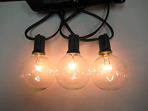 Luzes de cordas do Globo Clear Sival Conjunto de 25 lâmpadas G40, perfeitas para pátio, jardins, gazebos, casamentos, interno/externo,