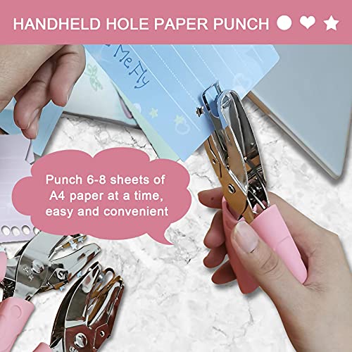 Gatooler Handheld Paper Punch 3 peças Hole Puncher Manual Manual de Mão de Mão com alça macia para tags de artesanato DIY Ferramenta