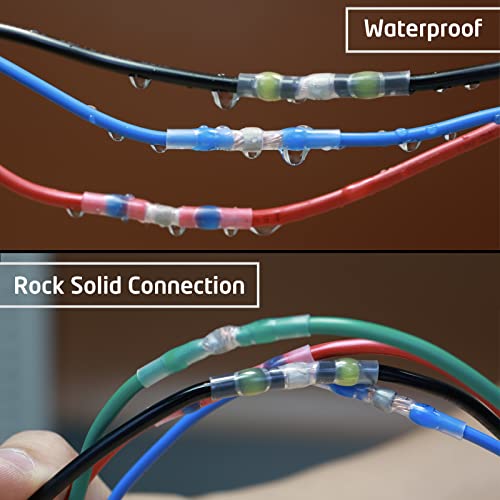 Conectores de fio de vedação de solda azul de 600pcs, 16-14 bitola à prova d'água conectores de bunda elétrica com encolhimento