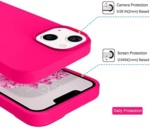 DOMAVER para iPhone 13 Case Silicone Gel Rubber Microfiber forro Cushion Tampa protetora para iPhone 13- Rosa quente