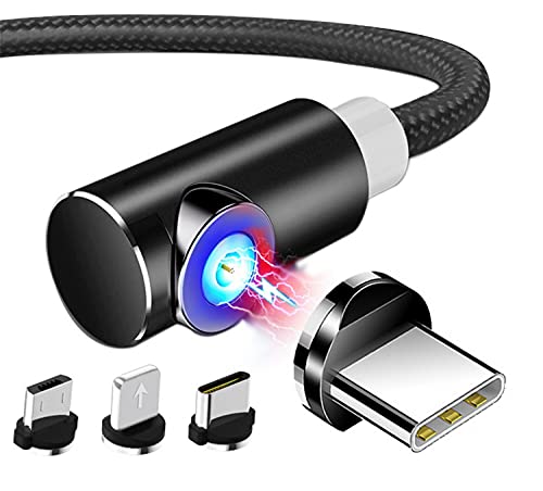 [2 pacote] Cabo Micro USB Micro USB de 90 graus para telefone 11 Pro 8 7 6s mais cabo de ímã de carregamento rápido para iluminação