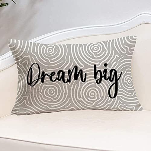 XIHOMELI GRANÇO BRANCO VORTEX CORNONO DE Linho de algodão Dream Big Citações inspiradas Capas de travesseiro Black Word Cushion