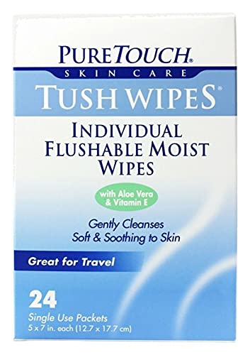 Tush lenços para adultos 24 lenços úmidos individuais de lavagem