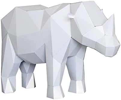 WLL-DP Rhino Modelo de papel artesanal Modelo de papel Diy Escultura criativa decoração caseira 3D Puzzle de origami Troféu de papel