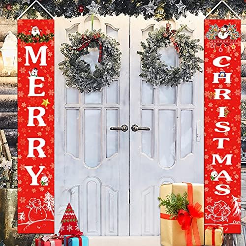 Goer 72 polegadas por 13 polegadas Banner de Natal para a porta da frente, Banner pendurado para decorações de festa de Natal