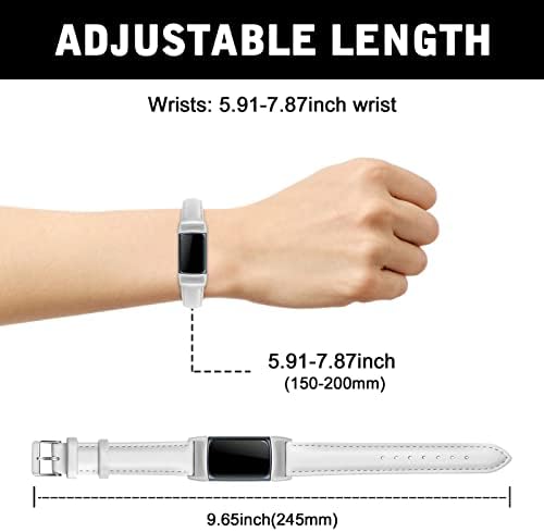 Bandas de couro compatíveis com Fitbit Charge 5, banda clássica de relógio de couro genuíno para homens, pulseira de