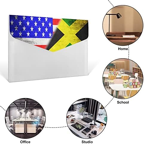 Bandeiras dos EUA e Jamaica Expanding File Pasta Pasta 6 bolsos Organizador de papel Organizador de documentos