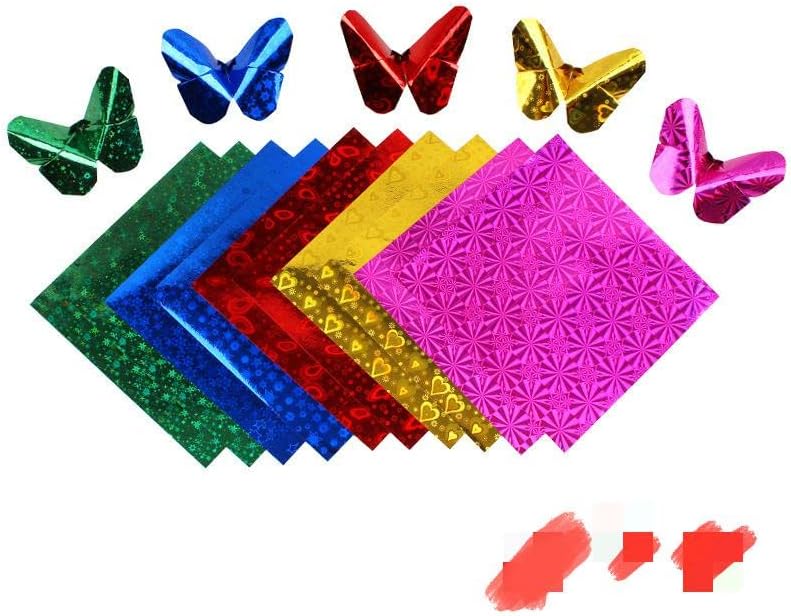 Papaco de origami de 100 folhas brilhantes - 5 cores papel laser quadrado papel de origami, papel de decoração, papel dobrável quadrado glitter para infantis projetos de artes e artesanato