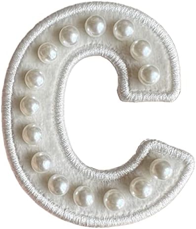Zoox Ivory Pearl e White Letter Varsity Patches iniciais, adesivo de 3M adesivo de ferro, 3,5 '' de altura