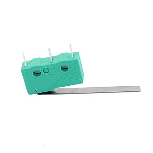 UXCELL A16121600UX1056 AC250/125V 5 AMP 3 TERMINAL Momentário 36 mm ARM MICRO SWITCH Green KW12-9S