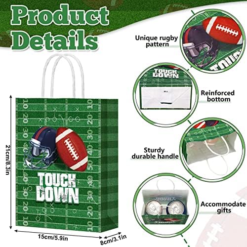 30 PCs Football Goodie Gift Sagts Party Football Favor Bags Tream lanches de futebol e sacos de doces com alça para o