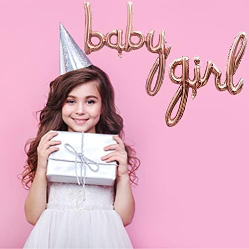 Balão de menina de menina ouro rosa para decorações de chá de bebê escreva balão de papel alumínio para uma festa de aniversário
