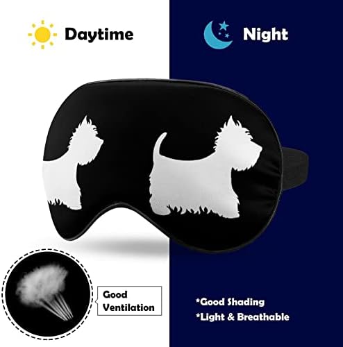 Westie Dogs Sleep Máscara de Máscara de olho Funny Sleep Soft Eye com a sombra da noite ajustável para homens, mulheres,