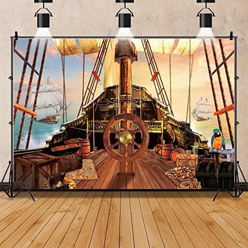 Leowefowa 7x5ft pirata ship cenário de aventura náutica tema fotografia background for Men Party Photo Booth Studio Shoot