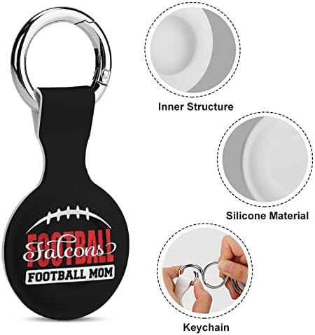 Mãe de futebol, estojo de silicone impresso de futebol para airtags com o chaveiro de proteção contra tags de tags de tag de tag