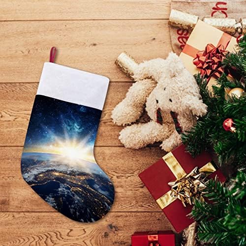 Earth Galaxy Space Red Christmas Holiday meias decorações de casa para lareira de árvore de Natal Meias penduradas
