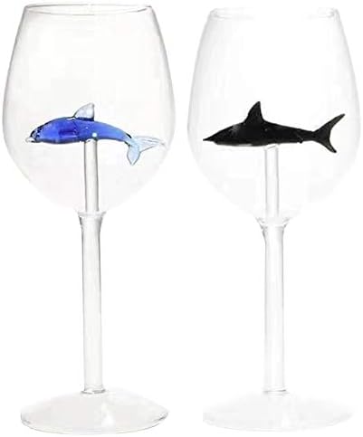 Koqwez33 300ml de tubarão de vinhos, copo de vinho tinto de borossilicato de alto borossilicato, espuma grossa de pacote