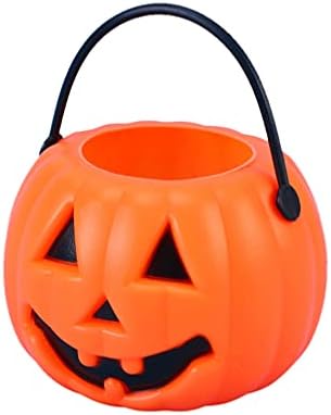 Aboofan Halloween Pumpkin Candy Bucket Portable Balde de abóbora Infantil Flue ou tratam baldes para suprimentos de decoração de festas de Halloween 8. 5 x 5. 5 x 6. 5cm