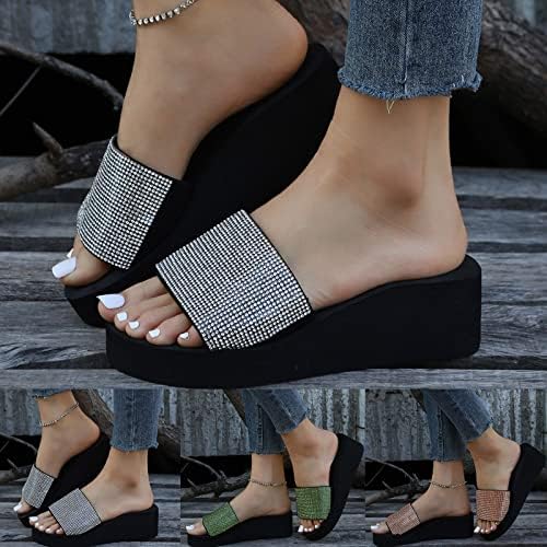 Massisislypin Women Glitter escorregando em sandálias de plataforma confortável de pé aberto alpargelas de almazinha