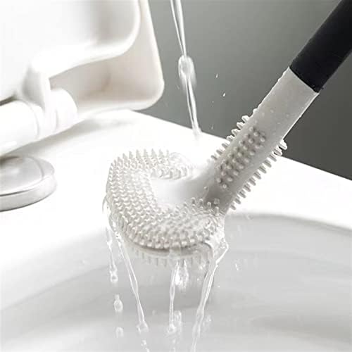 Escovas de vaso sanitário knfut e suportes ， pincel de vaso sanitário de cabeça de silicone com suporte preto montado na parede destacável