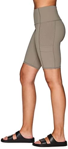Shorts de motociclista ativo do RBX para mulheres, shorts de ioga à prova de agachamento de shorts de cintura alta com bolsos